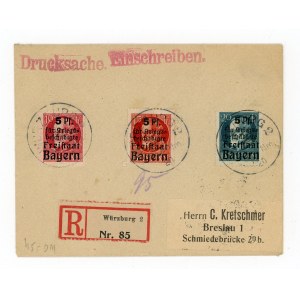 Lettera raccomandata da Würzburg a Breslau, 1920 (520)