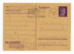 Postcard sent from Tonin to Litzmannstadt, 1944 (521)
