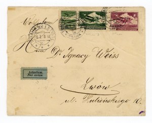 Airmail letter, Prague - Warsaw to Lviv, 1936 (532)