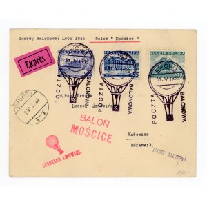 Poczta Balonowa Aeroklubu Lwowskiego, list do Katowic przesłany balonem Mościce 1936 (537)