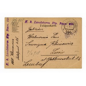 Karta wysłana z austriackiej poczty polowej 486 do Lwowa, 1918 (576)
