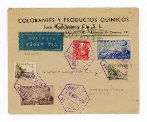 Airmail letter from Spain to Germany, 1939 (585)