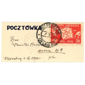 Woldenberg, Oflag II C, pocztówka ze stemplem Koło Filatelistów, 1942 (710)