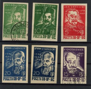 Woldenberg, Oflag II C, Hetmani, set of 6, 1944 (716)