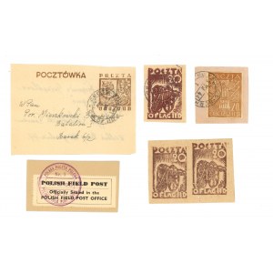 Gross-Born, Oflag II D, karta pocztowa i znaczki, 1943/44 (736)