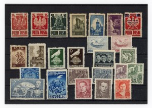 Poland 1940s/50s - set of 25 un-cancelled stamps (101)