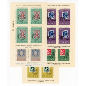 100. lecie polskiego znaczka pocztowego, 1960 r. Komplet pięciu bloków (119)