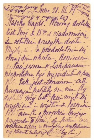 Card sent from Kostrzyn to Zakopane on 21.3.1919. guaranteed (903)