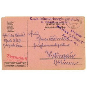 Karta, 57 Galicyjski Pułk Piechoty, III batalion z Tarnowa, 1916 (925)