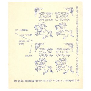 Poczta konna szlakiem Mikołaja Kopernika 1972, arkusik nalepek okolicznościowej poczty konnej (932)