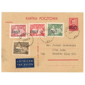Kongres Jedności Ruchu Ludowego 1950 - seria znaczków nadrukami groszy na karcie (935)