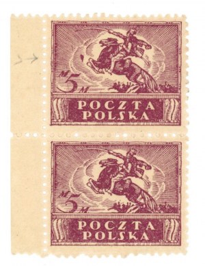 Issue in mark currency 1919, top stamp with error 