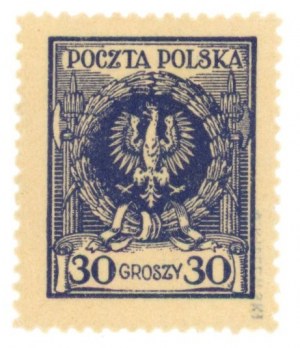 Eagle in wreath 30 gr, stamp in purple-blue, 1924. guaranteed (943)