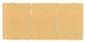 Lodz issue 1945, strip with heavily offset perforation vertically - inscription POCZTA POLSKA on top (960)