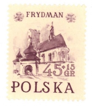 Historic Buildings, 1952, Frydman, stamp for 45+15 gr. with a rare 