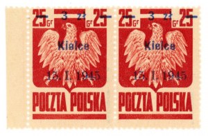 Liberation of 10 cities, 1945 - Kielce. A pair of stamps with an error on the stamp (969)