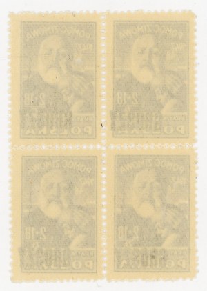 Brother Albert 1947/50, winter relief issue, quadruple block of stamps for 2+18 zlotys printed with a penny (979)