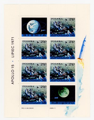 Space exploration, 1971 - Apollo 15, sheet with asterisk separating the inscriptions with the spike up (989)