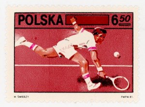 60th Anniversary of the Polish Tennis Association, 1981. stamp with error 