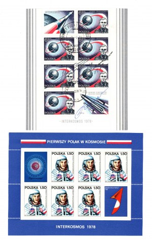 First Pole in Space 1978 - Intercosmos, set of two sheets, one autographed (220)