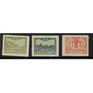 Przedbórz, wydanie II, zestaw 3 znaczków niekasowanych z podlepkami. Gwarancje i opis Berbeka. Fi. 3,5,6 - ząbkowane. (1397)