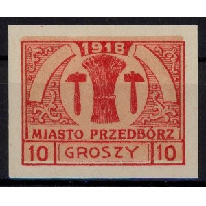 Przedbórz wydanie II. Znaczek nieząbkowany za 10 groszy. Gwarancja (1381)