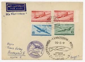 Airmail letter DDR - Hungary via Warsaw, 1955. stamps (1367)