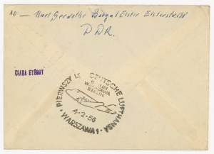 Airmail letter DDR - Hungary via Warsaw, 1955. stamps (1367)