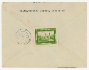 Letter from Sopot to Germany, sent 17.1.45. sticker OSTROPA 1935 (1365)