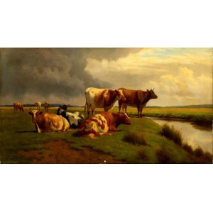 WILLIAM SIDNEY COOPER (1854 - 1927), Landscape with oxen