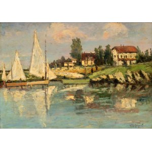 VITTORE ANTONIO CARGNEL (Venezia 1872 - 1931), Boats at the pier