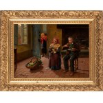 MICHELE GARINEI (Firenze 1871 - Sesto Fiorentino 1960), Interior with farmers