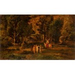 ADOLPHE-JOSEPH-THOMAS MONTICELLI (Marsiglia 1824 - 1886), Children playing in the wood