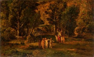 ADOLPHE-JOSEPH-THOMAS MONTICELLI (Marsiglia 1824 - 1886), Children playing in the wood