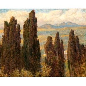 NAPOLEONE PARISANI (Camerino 1854 - Roma 1932), Cypresses