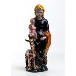 MANIFATTURA VIETRI, Saint Genovefa with her son and the doe suckling him