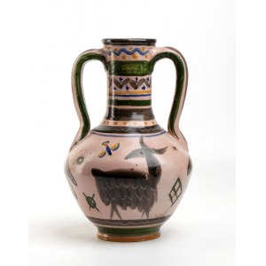 RICHARD DÖLKER (Schönberg 1896 - Kohlgraben 1955), Vase with little goats decoration