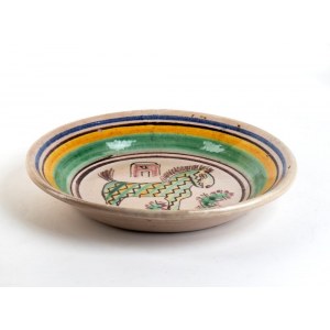 GUNTHER STUDEMANN (Berlino 1890 - 1981), Round plate with geometrically patterned horse decoration