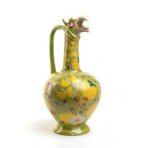 VINCENZO PINTO (Vietri 1870 - 1939), Griffin-shaped amphora with decoration of yellow fruits