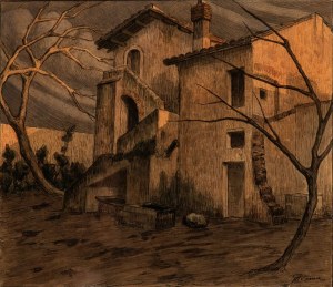 GIOVANNI BATTISTA CREMA (Ferrara 1883 - Roma 1964), Cottage at sunset
