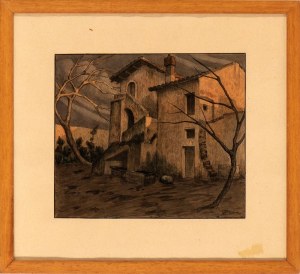 GIOVANNI BATTISTA CREMA (Ferrara 1883 - Roma 1964), Cottage at sunset