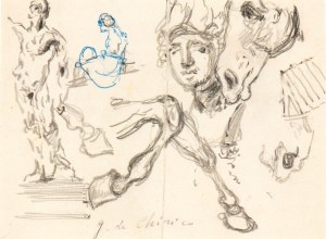 GIORGIO DE CHIRICO (Volo 1888 - Roma 1978), Study for figures and horses