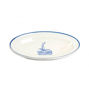 GIO PONTI (Milano 1891 - 1979), Ovale plate with sailing boat