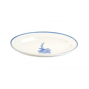 GIO PONTI (Milano 1891 - 1979), Oval plate with sailing boat