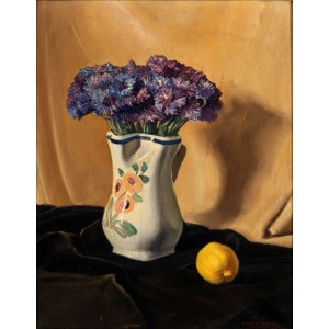 ORAZIO AMATO (Anticoli Corrado 1884 - Roma 1952), Vase of flower with lemon