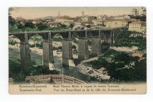 Kamenets Podilsk - New Bridge and view from the New Boulevard. Hand colored (360)