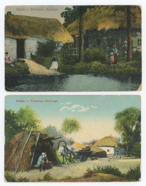 Kingdom of Poland - views, set of 2pcs. Military stamp (1177)