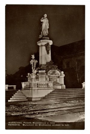 Warsaw - Mickiewicz Monument at night (1493)