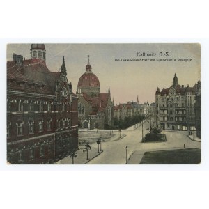 Katowice / Kattowitz O.S. - Plac z liceum i synagogą (1661)