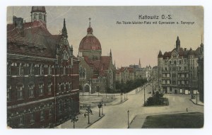 Katowice / Kattowitz O.S. - Square with high school and synagogue (1661)